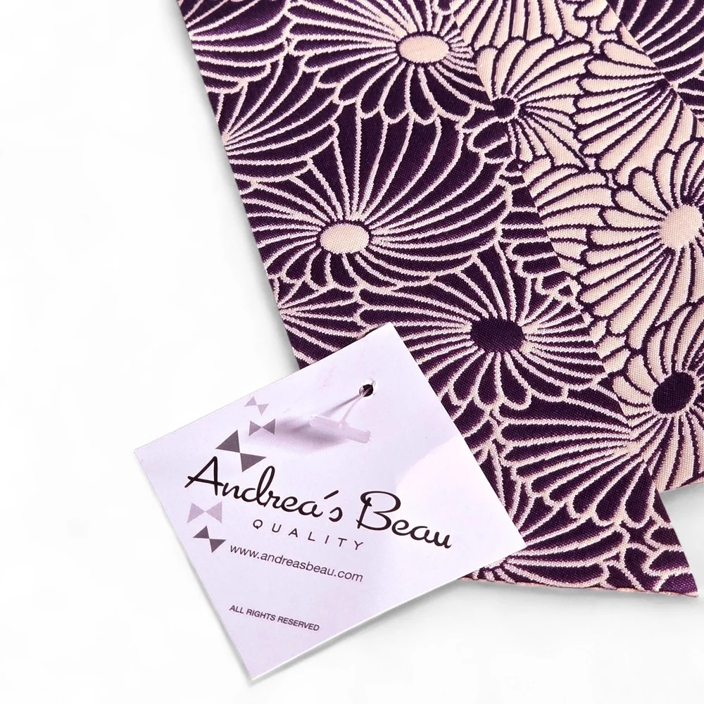 Purple and Cream Floral Hair Scarf / Neck Tie NEW With Tag